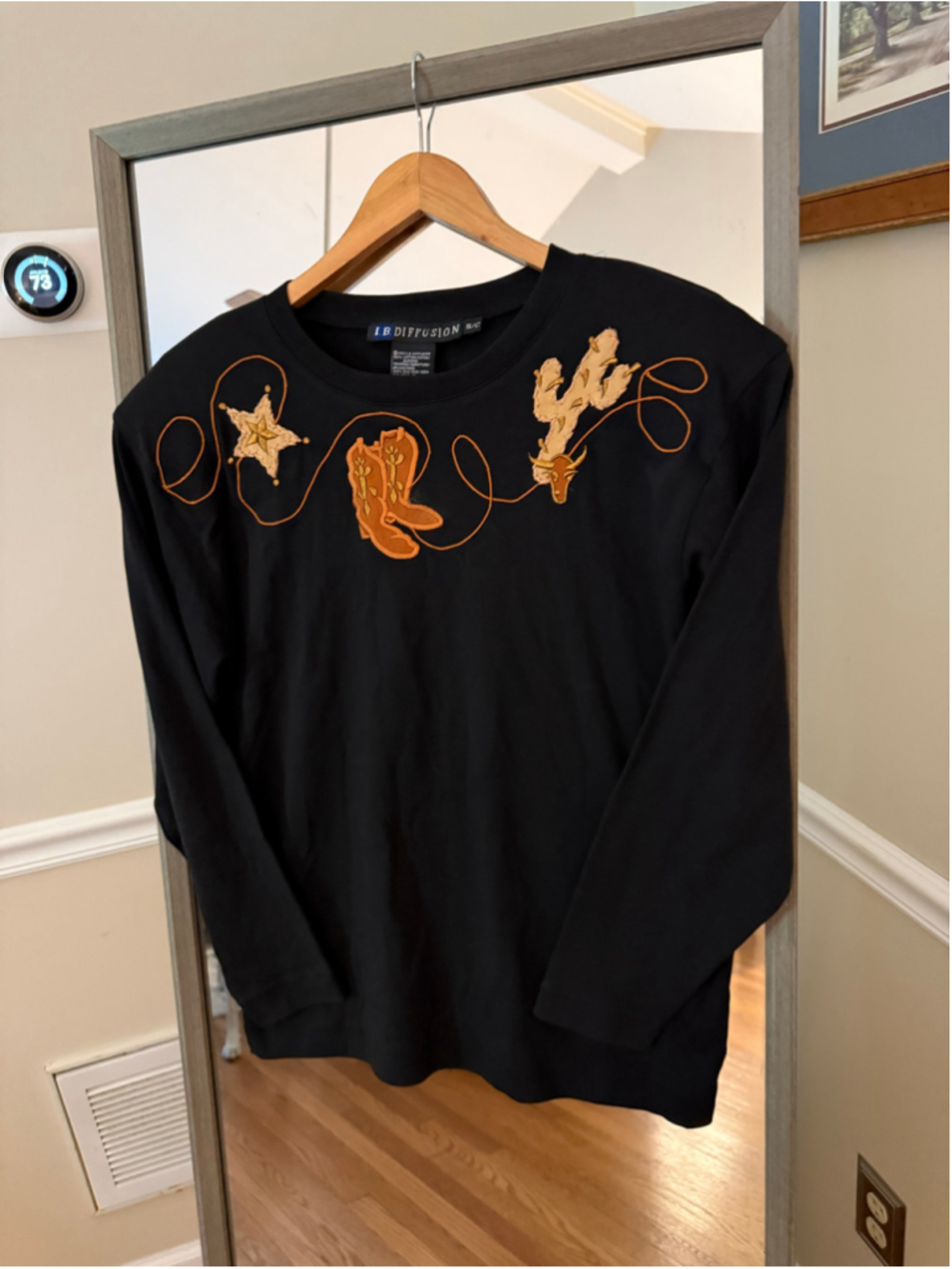 Women's IB Diffusion Western Long Sleeve Tee Black Size S